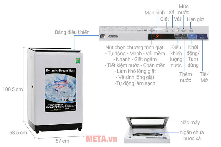 Máy giặt Hitachi SF-110XAV lồng đứng Inverter 11kg