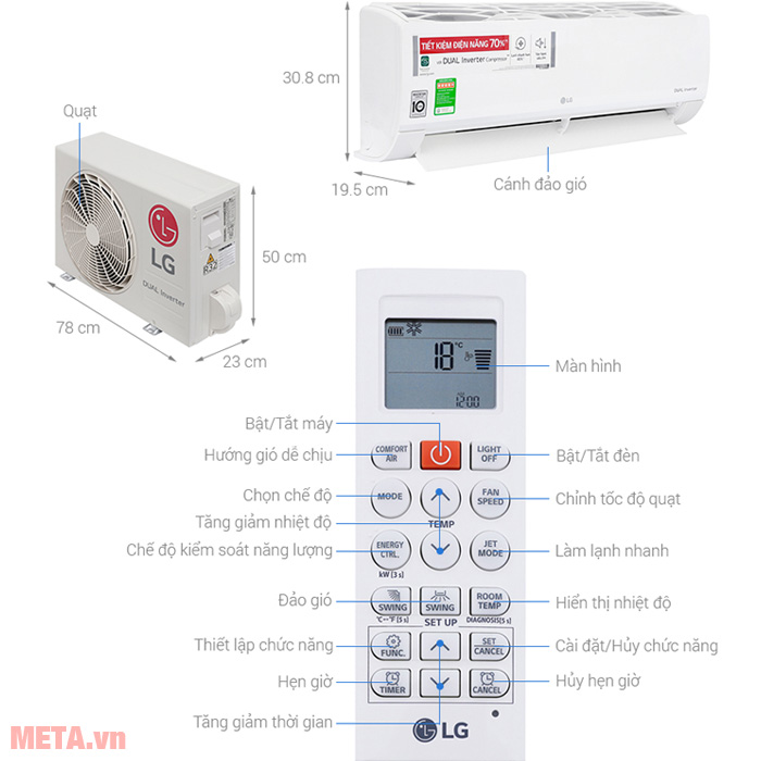 Máy lạnh LG Inverter 1.5 HP V13ENS / ENS1 (12000BTU)