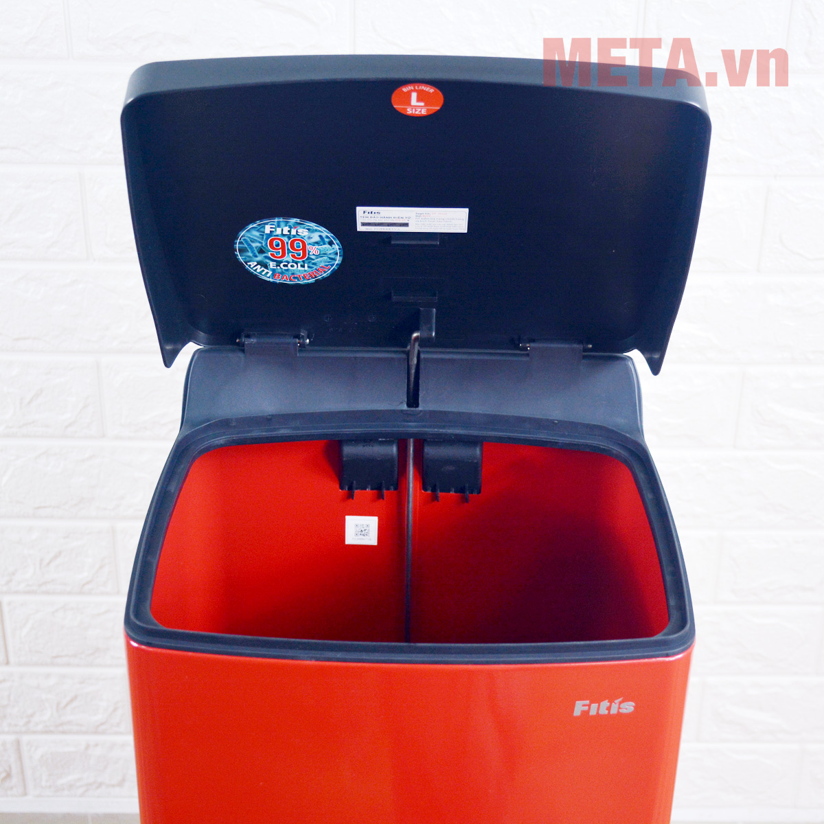 Thùng rác inox đạp vuông lớn Fitis SPL1-906 (22 lít)