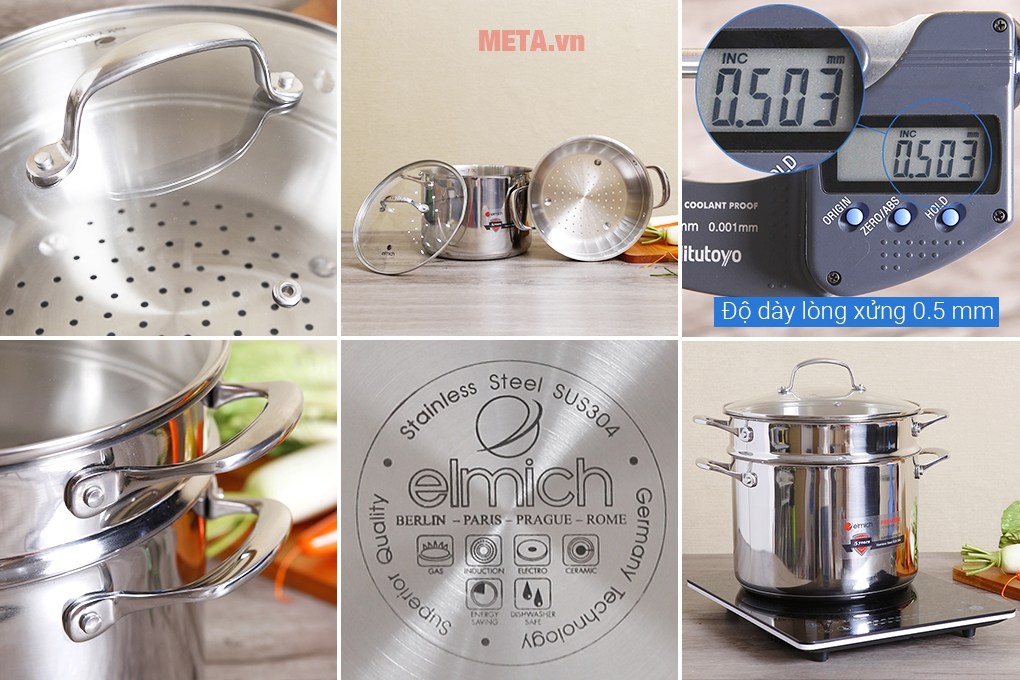 Bộ nồi chảo inox 304 Elmich Premium EL3134
