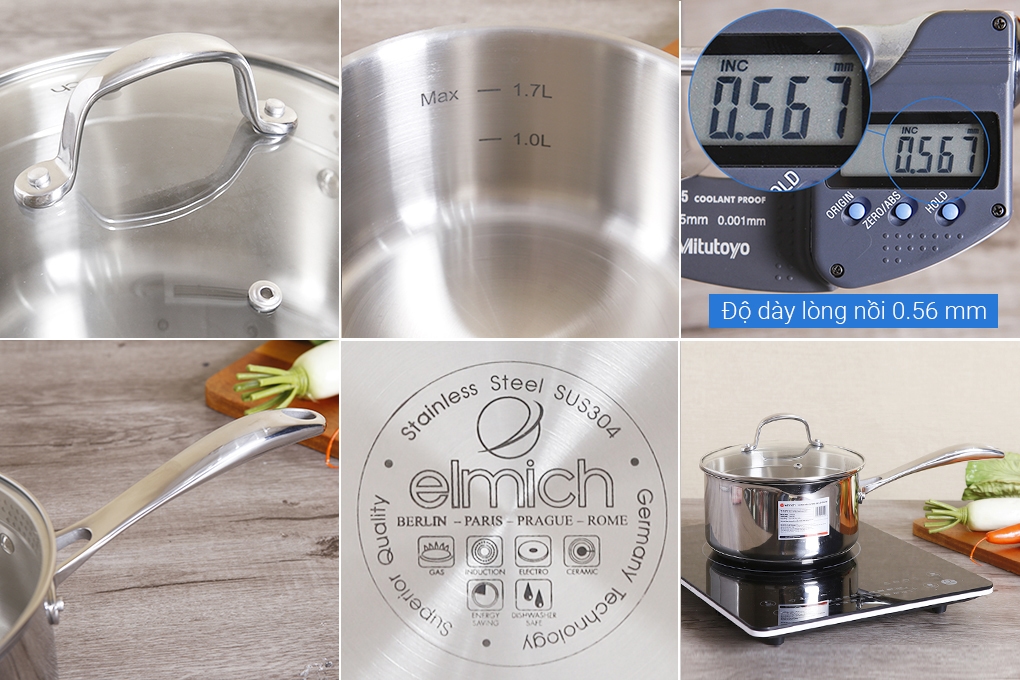 Bộ nồi chảo inox 304 Elmich Premium EL3134