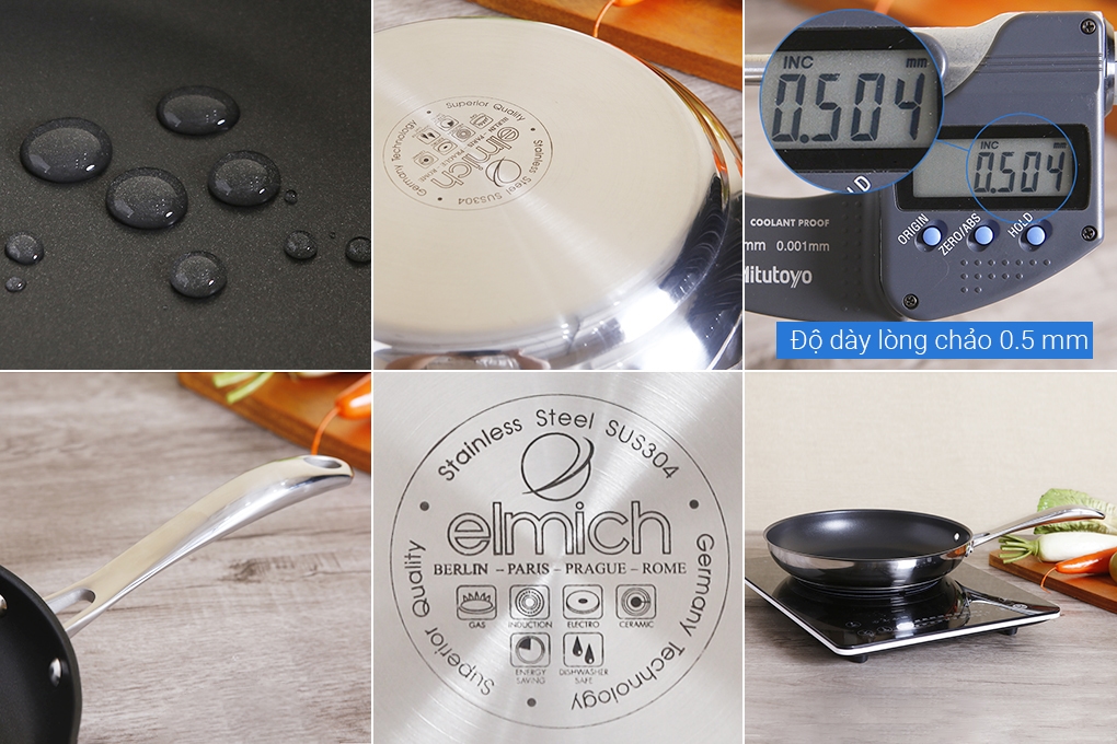 Bộ nồi chảo inox 304 Elmich Premium EL3134
