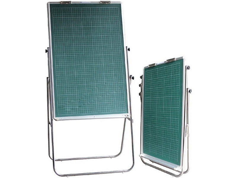 Bảng Flipchart viết phấn từ, in lụa ô ly tiểu học, chân inox Bavico 120x80