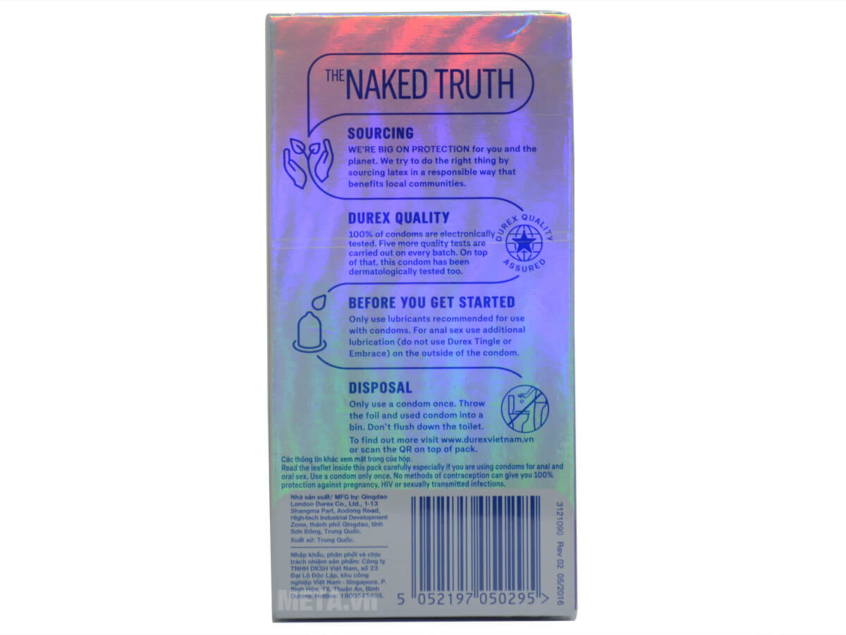 Bao cao su Durex Invisible Extra Lubricated (10 chiếc/hộp)