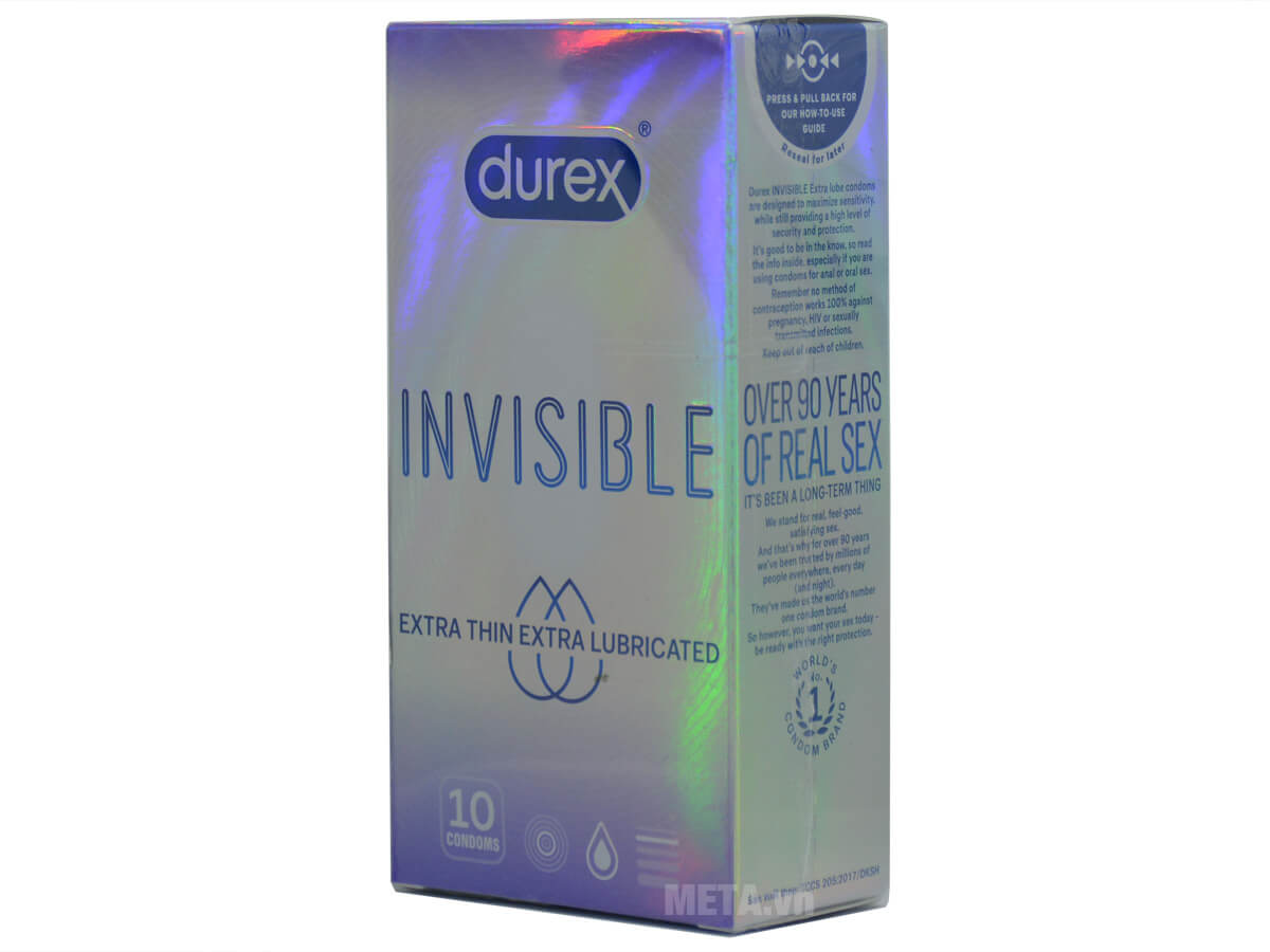 Bao cao su Durex Invisible Extra Lubricated (10 chiếc/hộp)