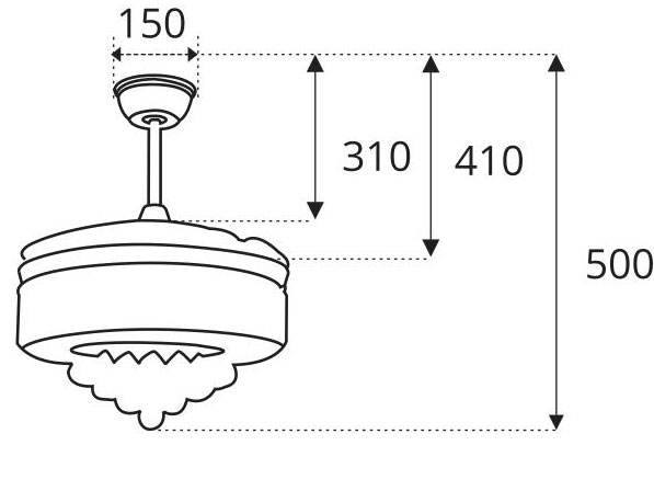Quạt trần cánh xếp đèn Led Sinwa XD108
