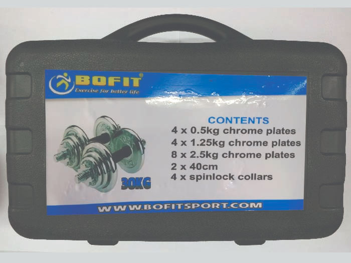 Tạ tay tháo lắp mạ Crôm BoFit (Hộp 30kg)