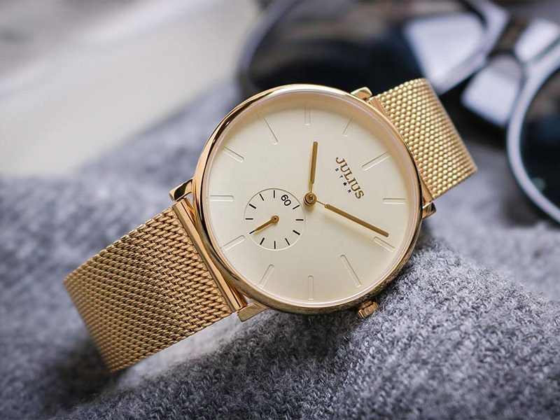 Đồng hồ nữ JS-043 kính Sapphire Julius Hàn Quốc dây thép