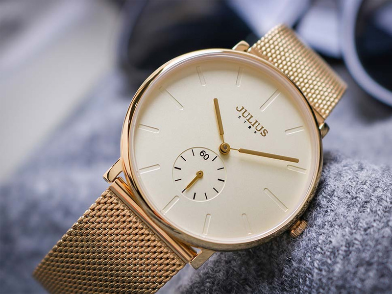 Đồng hồ nữ JS-043 kính Sapphire Julius Hàn Quốc dây thép