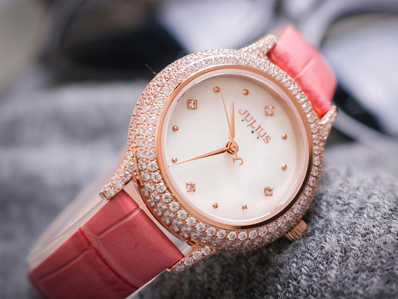 Đồng hồ nữ JS-044A kính Sapphire Julius Hàn Quốc dây da