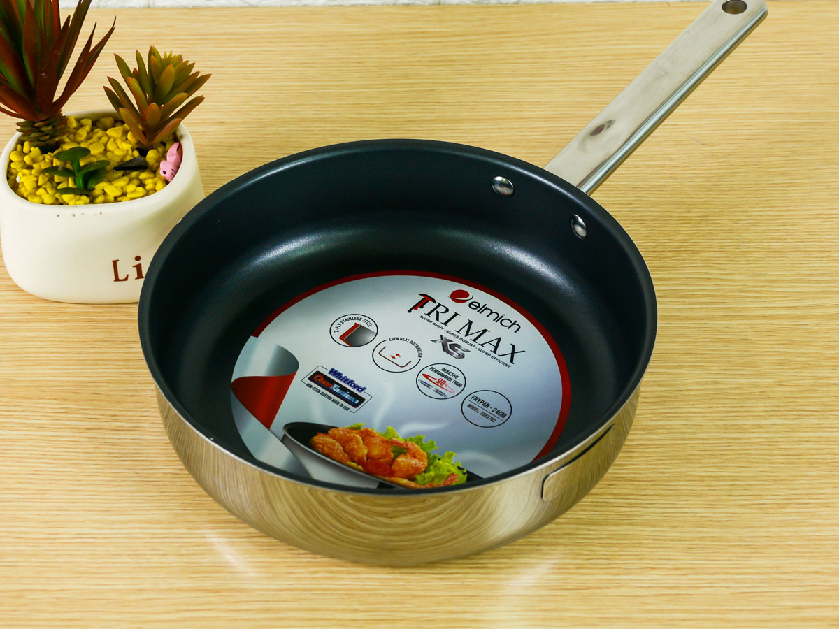 Chảo inox 2 lớp cao cấp đáy liền Tri-max XS EL-3752 size 24cm