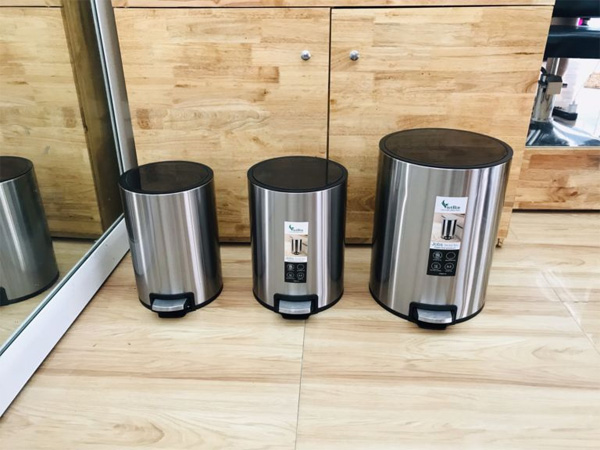 Thùng rác inox đạp chân cao cấp 12 lit Vietbin VB044-12L Chống vân tay