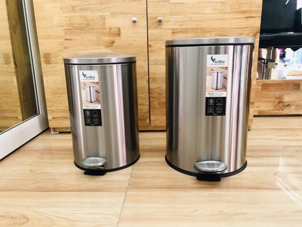 Thùng rác inox đạp chân cao cấp 12 lít Vietbin VB2087-12L chống vân tay