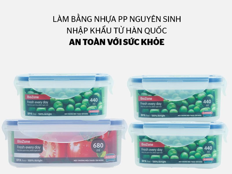 Bộ 4 hộp bảo quản thực phẩm ngăn mát Biozone Mini set KB-CO4P01