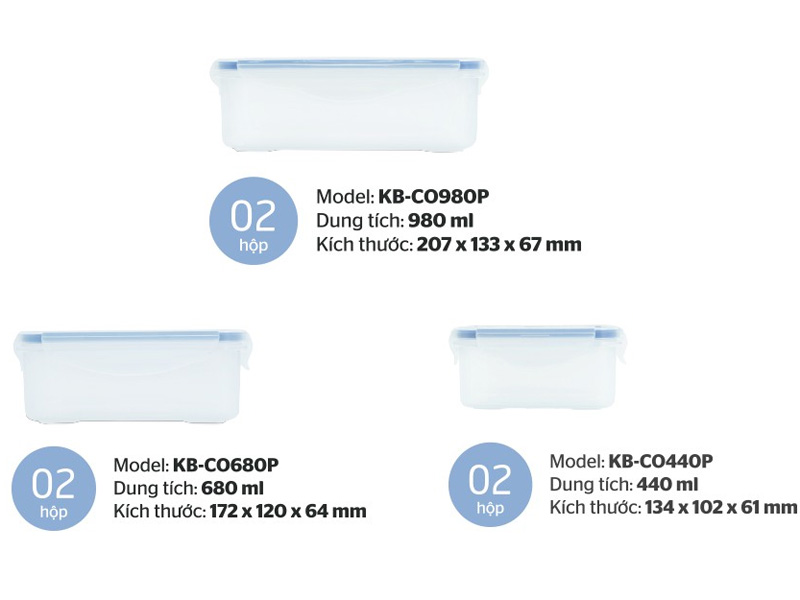 Bộ 6 hộp bảo quản thực phẩm ngăn mát Biozone Mini set KB-CO6P01