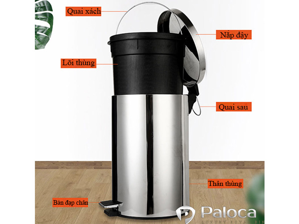 Thùng rác inox đạp chân Paloca (20 lít)