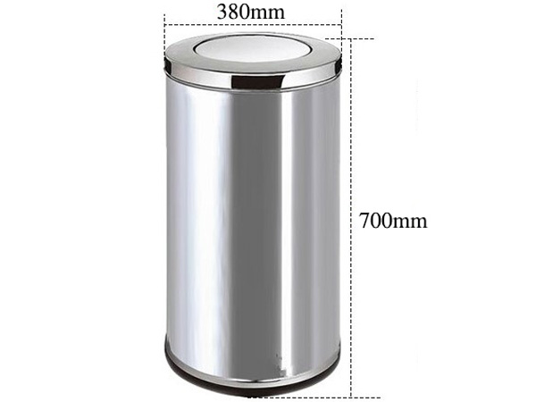 Thùng rác inox trắng nắp lật Paloca (Size 380mm x 700mm)
