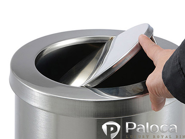 Thùng rác inox trắng nắp lật Paloca (Size 380mm x 700mm)