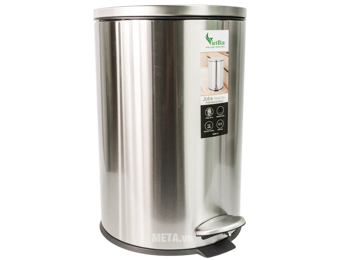 Thùng rác inox đạp chân cao cấp 20 lít Vietbin VB-087- 20L - chống vân tay