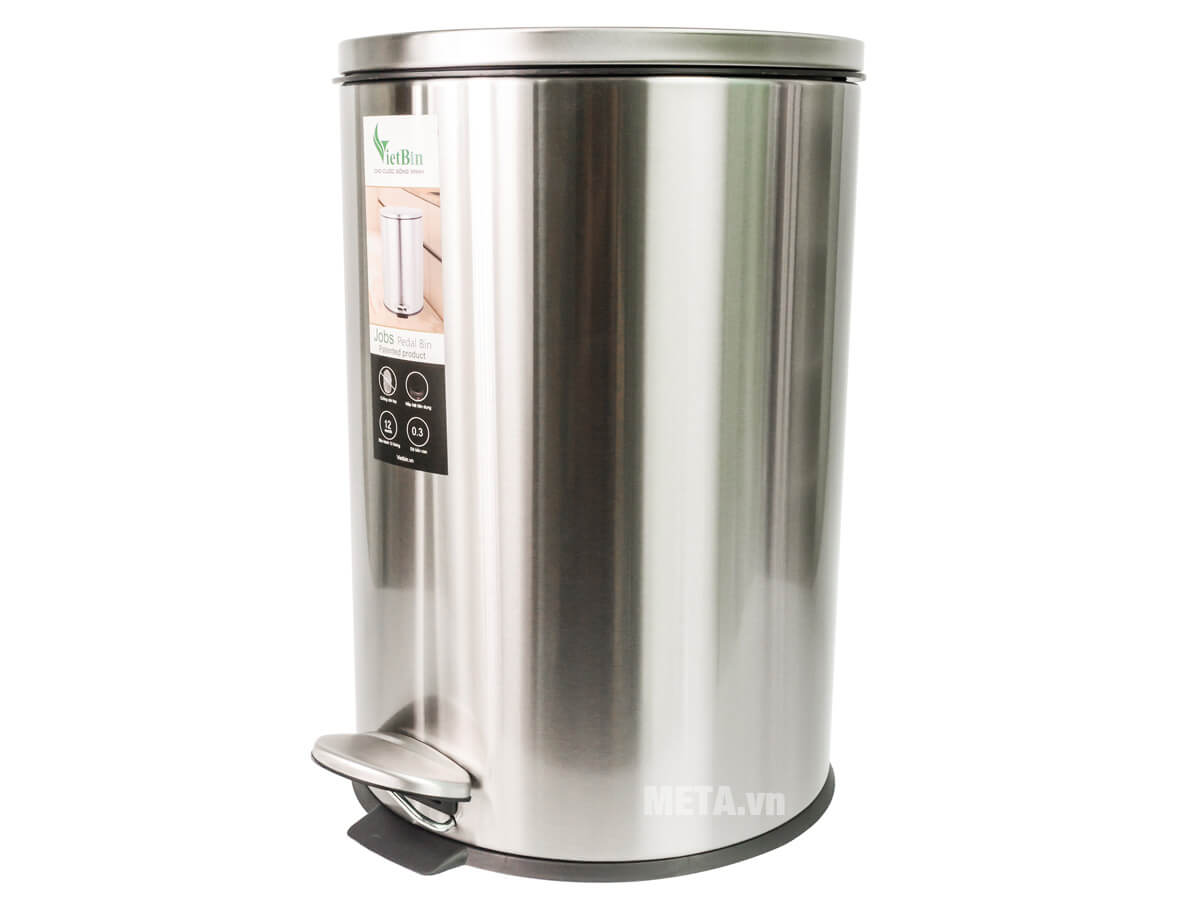 Thùng rác inox đạp chân cao cấp 20 lít Vietbin VB-087- 20L - chống vân tay