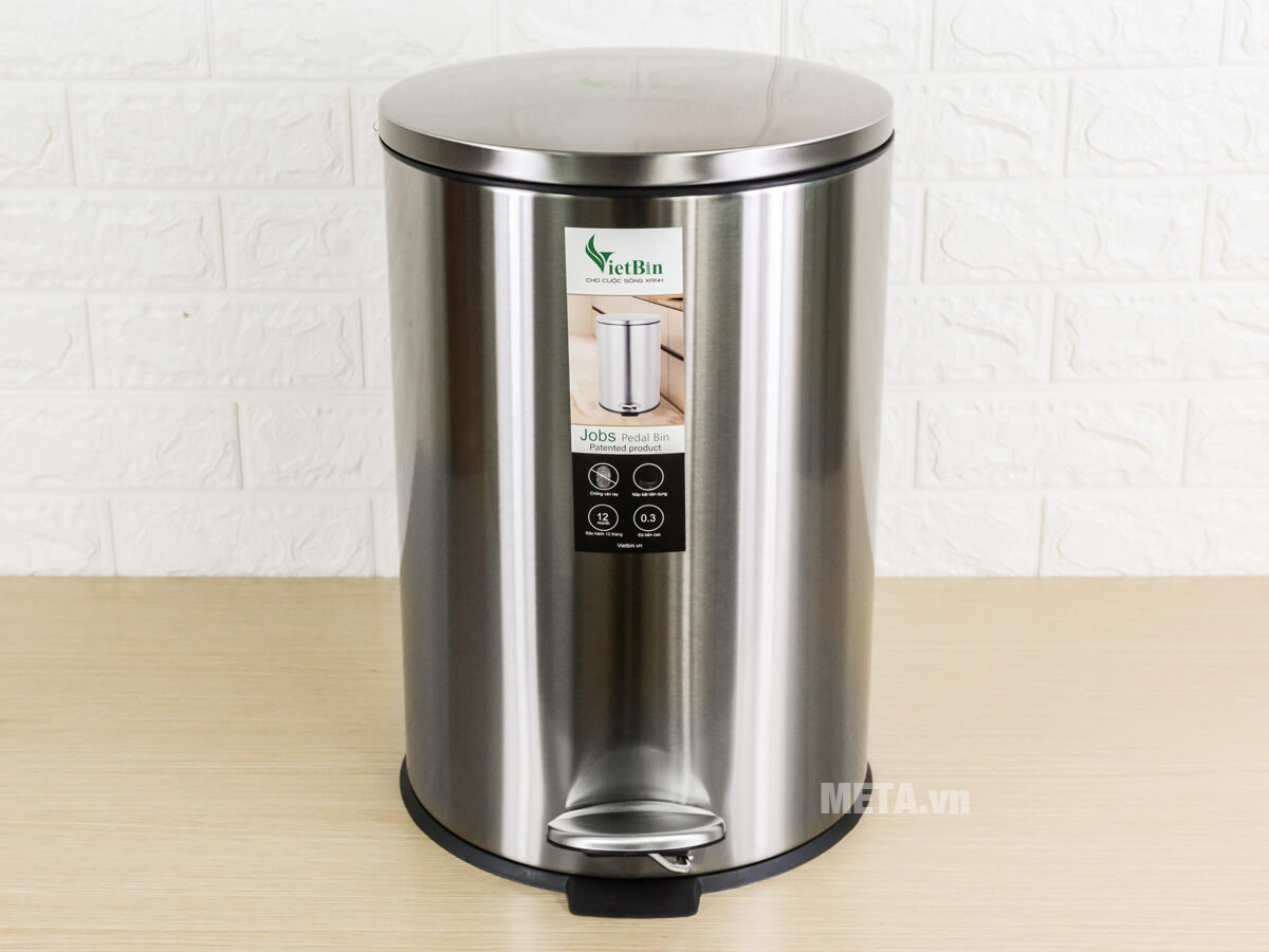 Thùng rác inox đạp chân cao cấp 20 lít Vietbin VB-087- 20L - chống vân tay