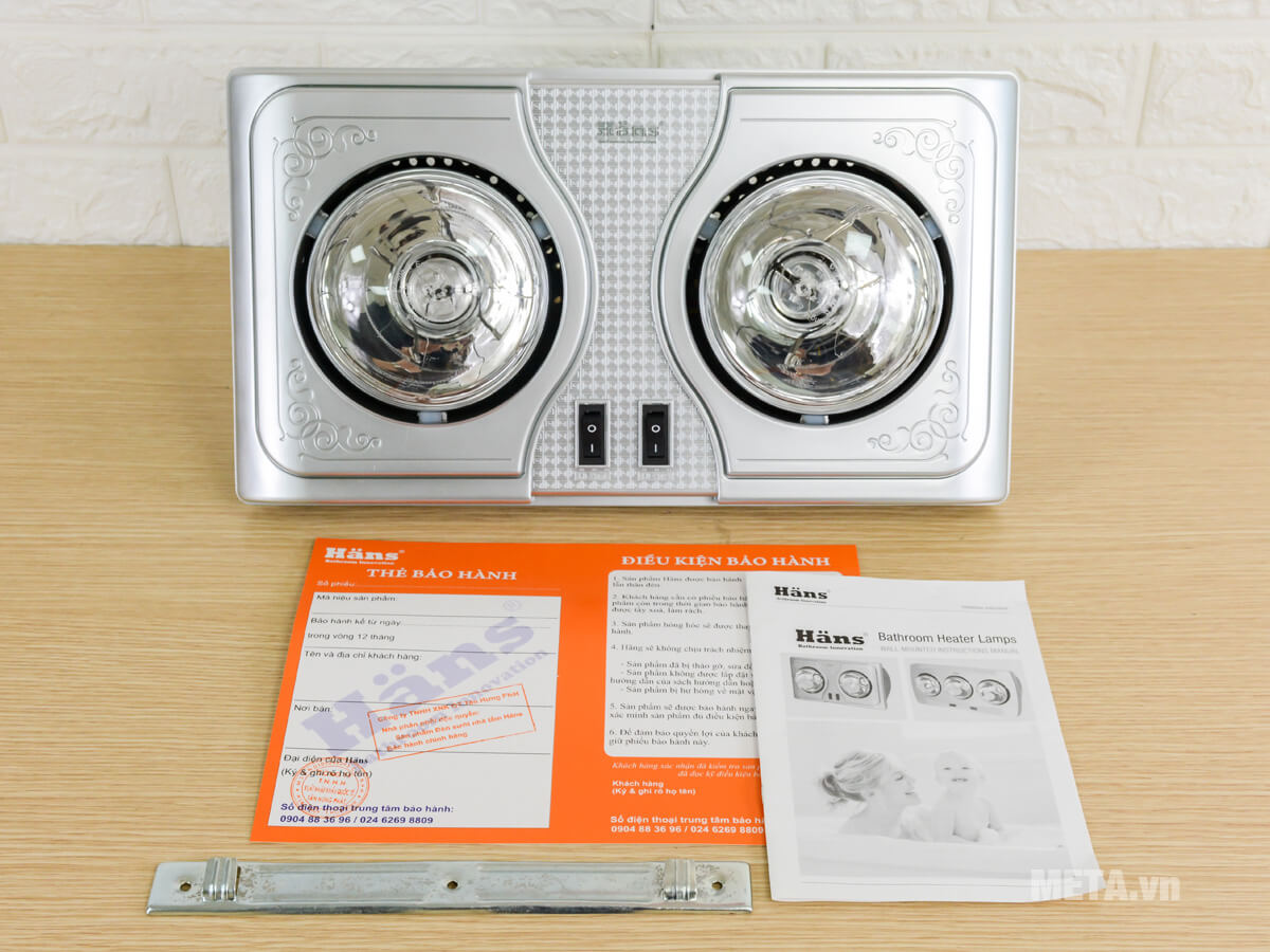 Đèn sưởi nhà tắm Hans 2 bóng H2B