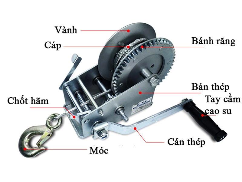 Tời quay tay Kenbo 2000lbs - 8m