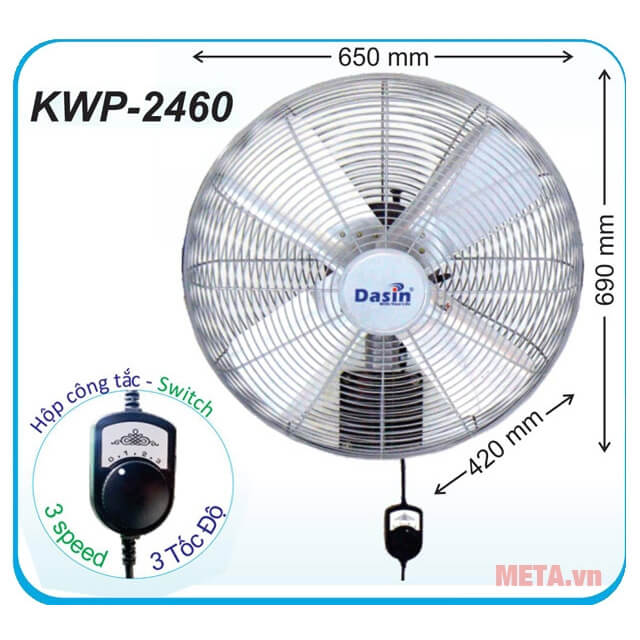 Quạt treo tường công nghiệp KWP-2460