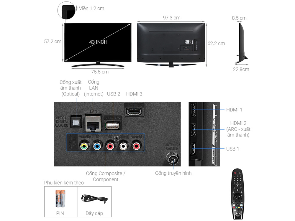Smart tivi LG 4K 43 inch 43UN7400PTA mới 2020