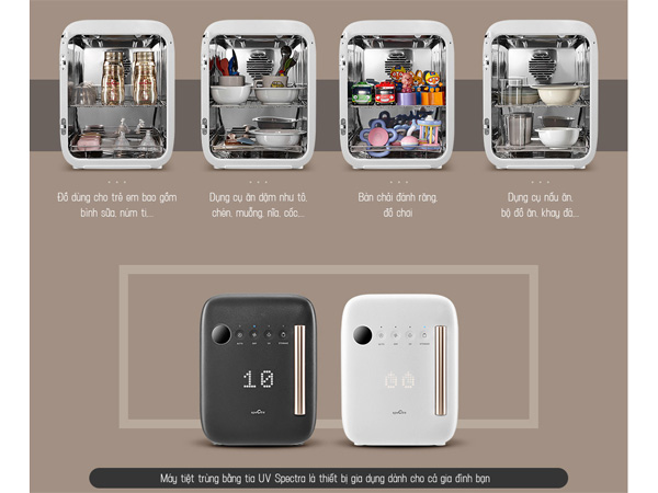 Máy tiệt trùng bình sữa có sấy khô bằng tia UV Spectra