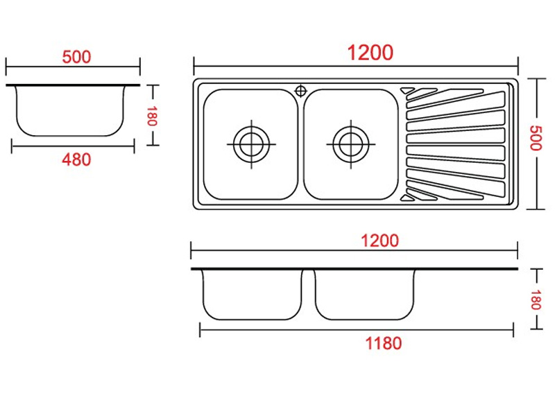 Chậu rửa Inox Sơn Hà 2HB1200