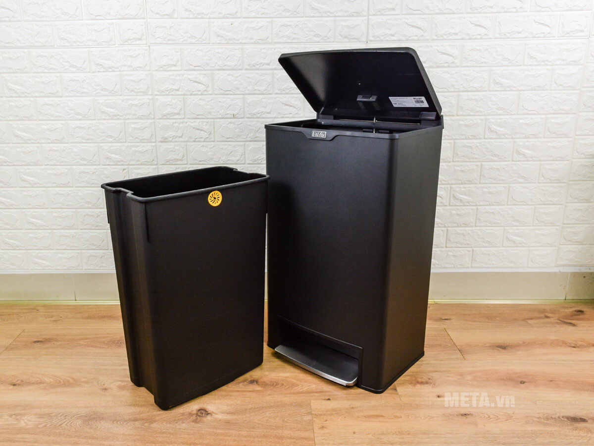 Thùng rác inox đạp vuông lớn Fitis Mega SPL2-903 - 40 lít