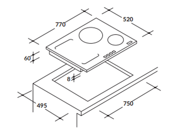 Bếp từ không giới hạn vùng nấu Rosieres RFI802 (80cm)