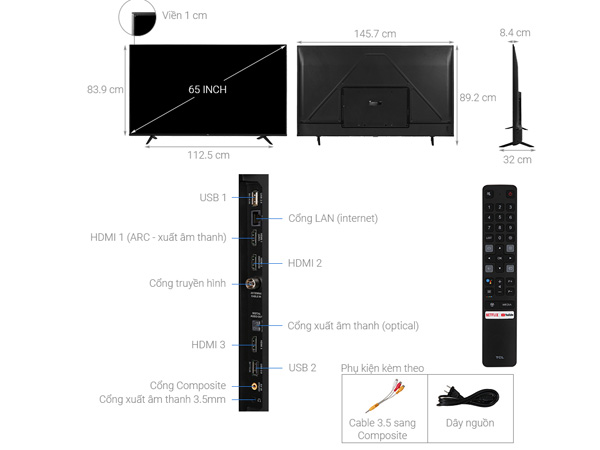 Android tivi TCL 4K 65 inch 65P618
