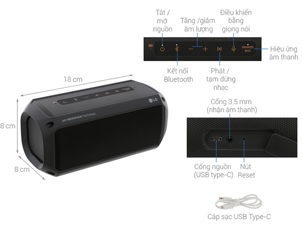 Loa bluetooth LG Xboom Go PK3 (16w)