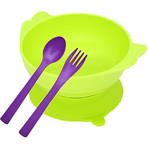 Set tô lớn đế dính thìa dĩa làm từ nhựa sinh học dừa