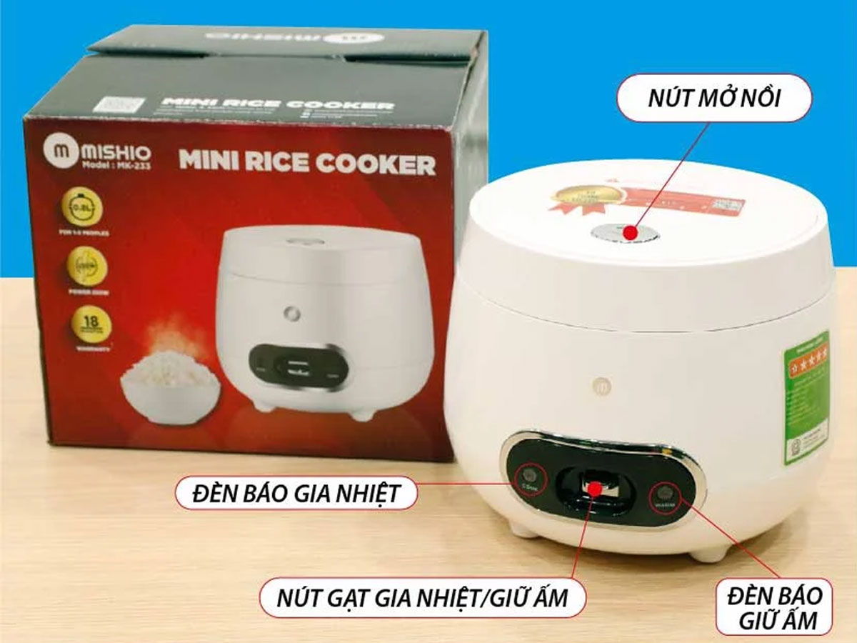 Nồi cơm điện mini cao cấp Mishio MK233 0.8L