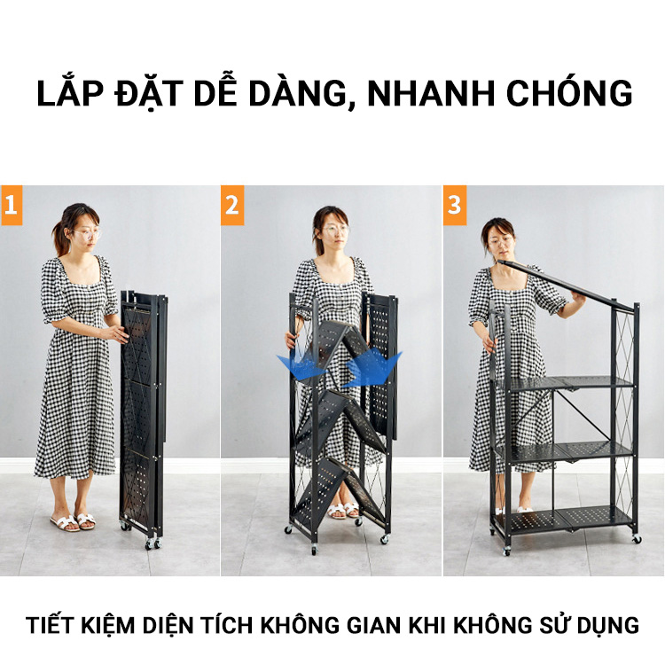 Kệ để đồ gấp gọn đa năng sơn đen cao cấp 5 tầng Vando 4403