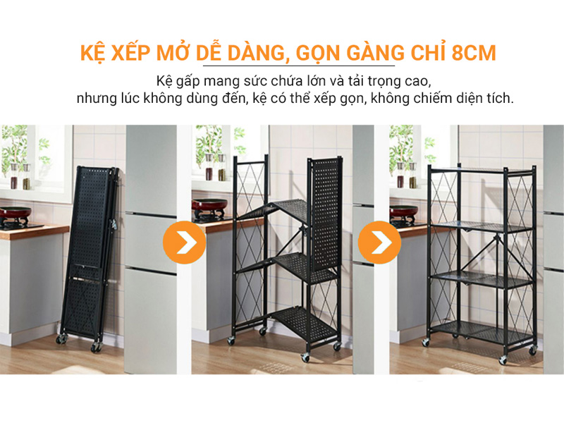 Kệ để đồ gấp gọn đa năng sơn đen cao cấp 5 tầng Vando 4403