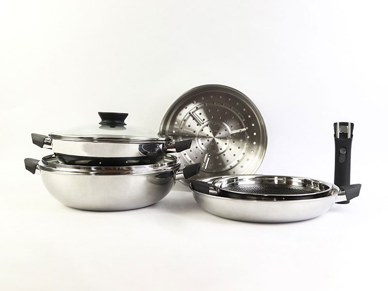 Bộ nồi chảo Kims Cook Blackcube 3 lớp đúc liền đáy từ T&K F000016 (8 món)