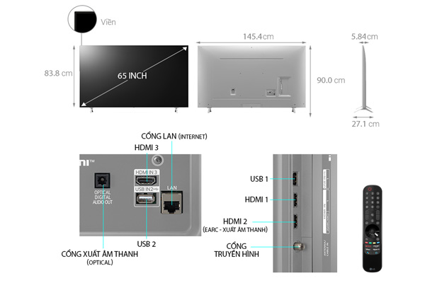 Smart Tivi LG NanoCell 4K 65 inch 65NANO77TPA