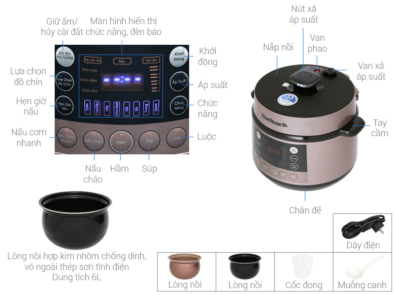 Nồi áp suất điện Bluestone PCB-5763 (5 lít)