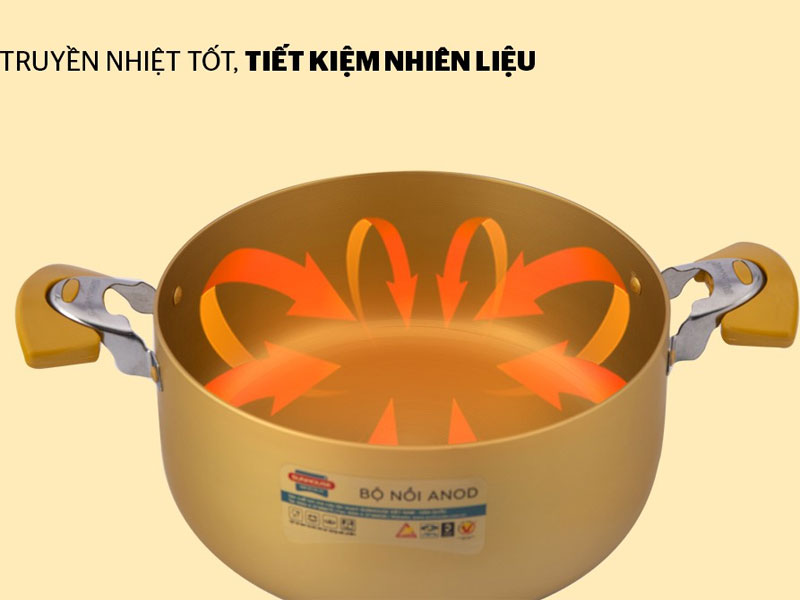 Bộ nồi Anod 3 chiếc màu vàng Sunhouse SH8834