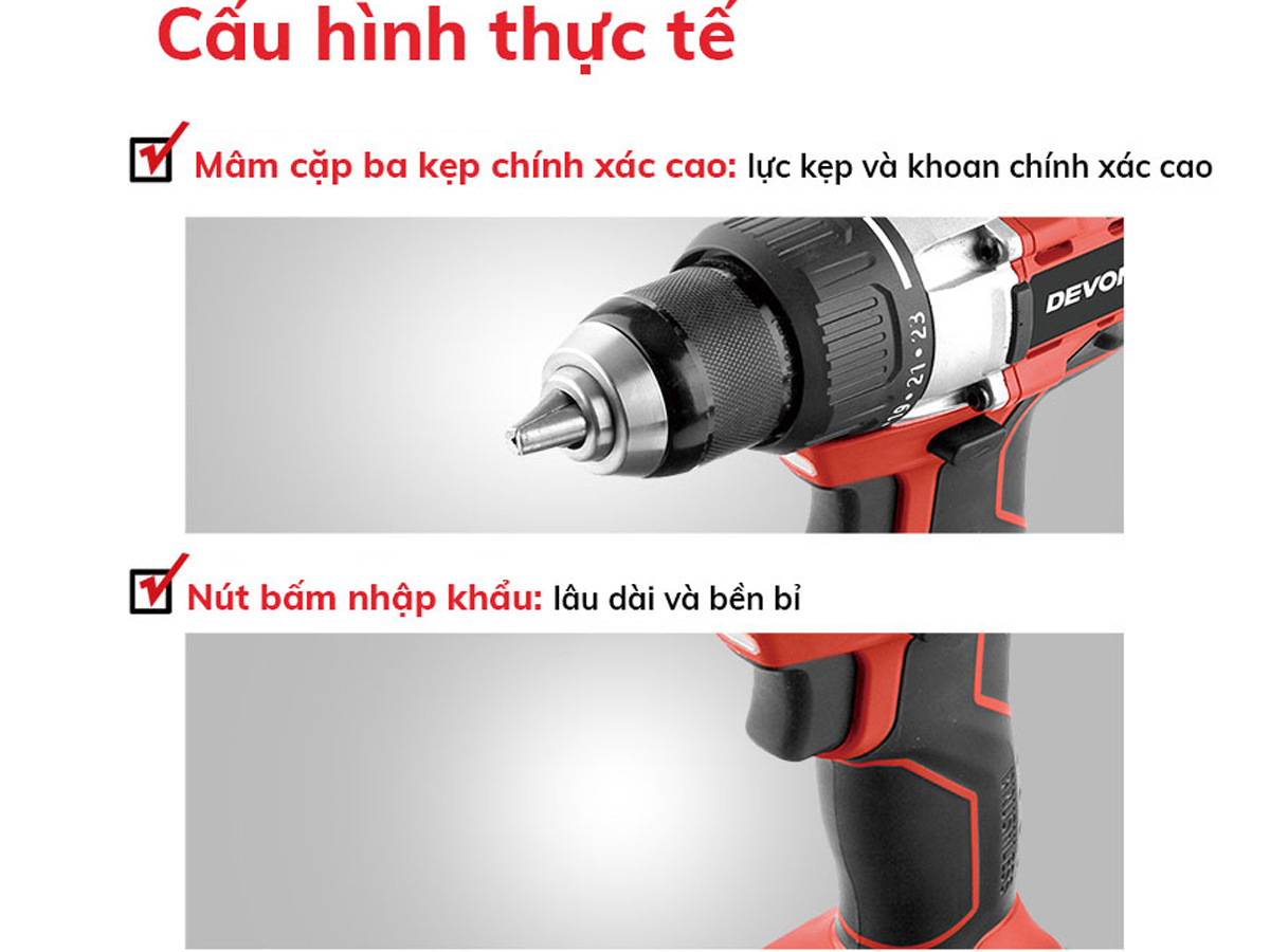 Thân máy khoan động lực 20V Devon 5283-Li-20TSI (không pin, sạc)