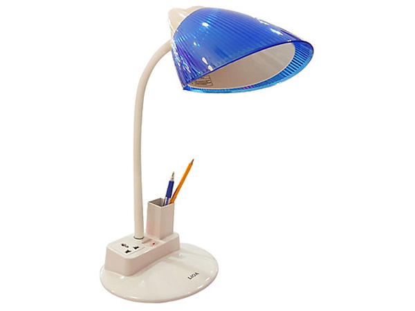 Đèn bàn học bóng led 5w Lioa 01B (Có hộc đựng bút, ổ cắm đa năng)