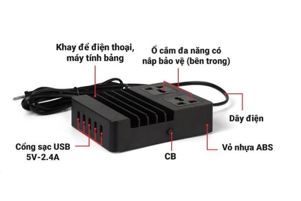Trạm sạc điện thoại thông minh 2D22N5USB/2D22WN5USB (5 cổng sạc USB 5V - 2.5A)