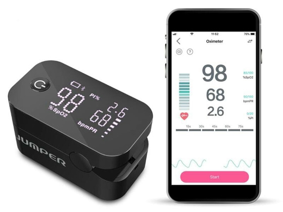 Máy đo nồng độ oxy và nhịp tim Jumper JPD 500G (Màn hình Led, kết nối bluetooth)