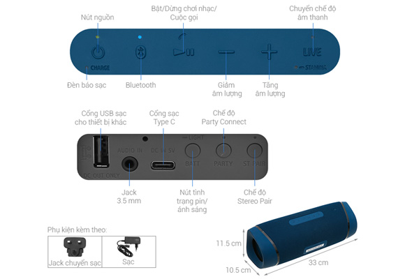 Loa không dây Bluetooth Sony Extra Bass SRS-XB43