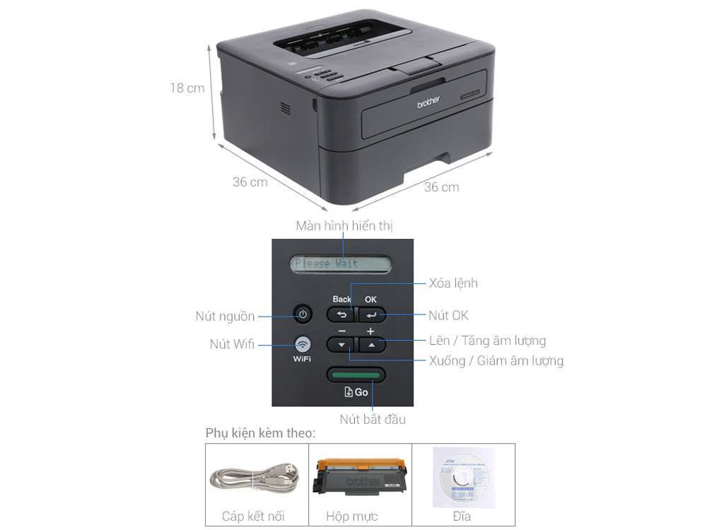 Máy in laser đơn sắc tốc độ cao Brother HL-L2366DW