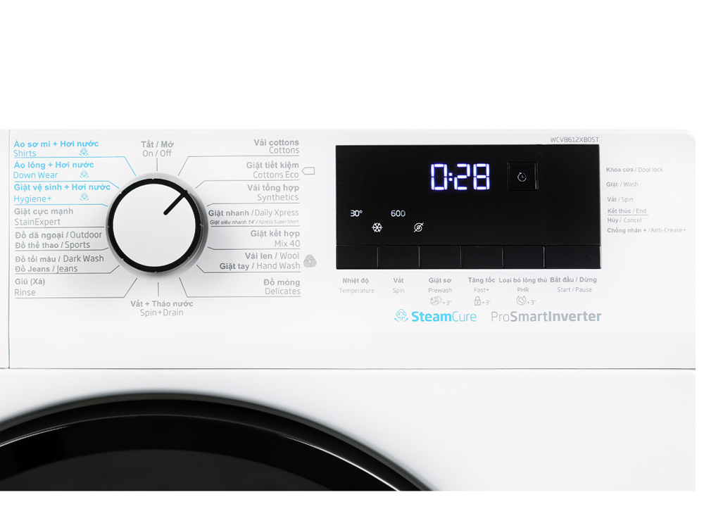 Máy giặt lồng ngang Beko Inverter 8kg WCV8612XB0ST (1.200 vòng/phút)